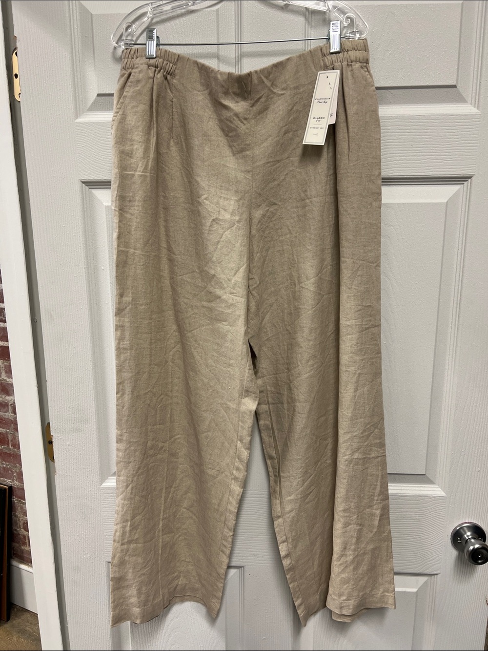 Charter Club Relaxed Khaki Linen-Blend Pants - Light Tan